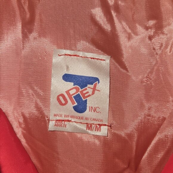Vintage 80s 90s Opex Red Varsity Bomber Jacket M Retro Canadian Made Streetwear - Picture 5 of 6